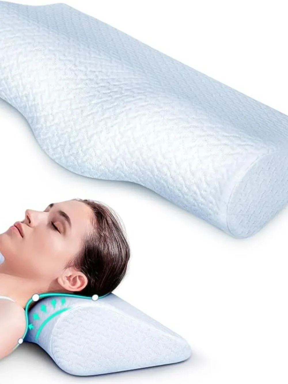 Ultra Pain Relief Cervical Memory Foam Neck Pillow - White